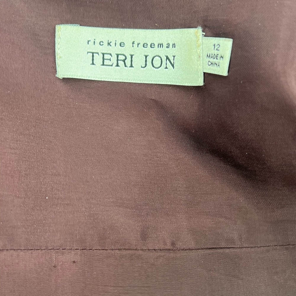 Rickie Freeman Teri Jon Beaded Silk Burgundy Wine Full Length Evening Dress 12 - Picture 14 of 15
